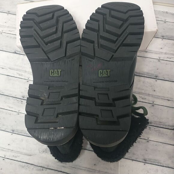 CAT Footwear 'Hub Fur' Black Patent/Nubuck Leather Fur Cuff Boot womans SZ 8M - Picture 6 of 10